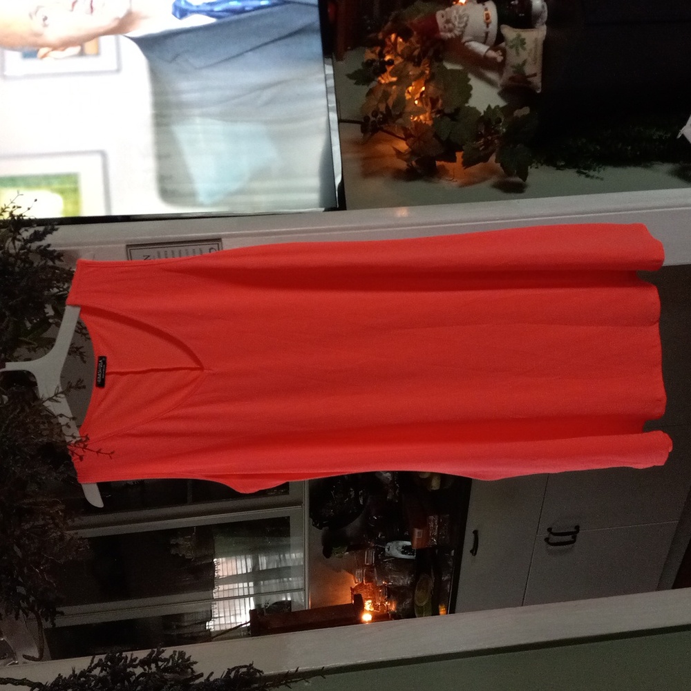 NWOT Heimish Plus Size Coral Orange Sleeveless Tank Summer Dress Pockets - 2XL